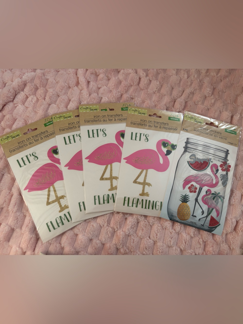 Pink Flamingo Iron-On Transfers - Set of Party Decals